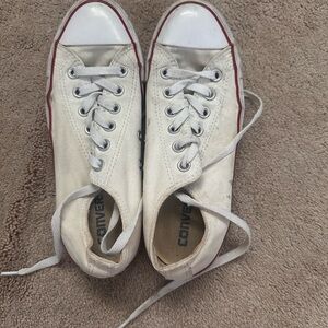 Converse White Sneakers with Red Trim